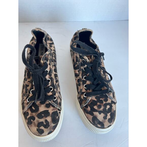 Steve Madden Platform Leopard Print Canvas Chunky Lace Up Low Top Sneakers 8.5M - Picture 1 of 9
